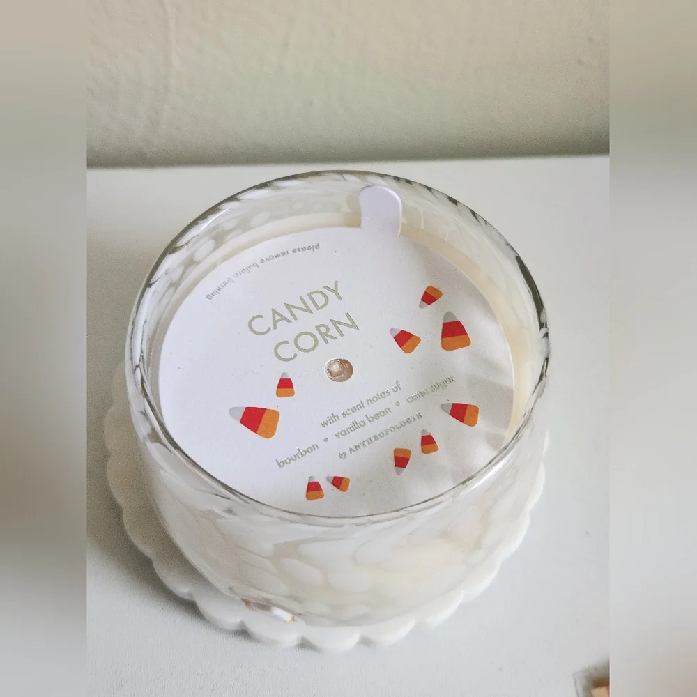 Anthropologie Mystic Confetti Icon Candy Corn Glass Candle